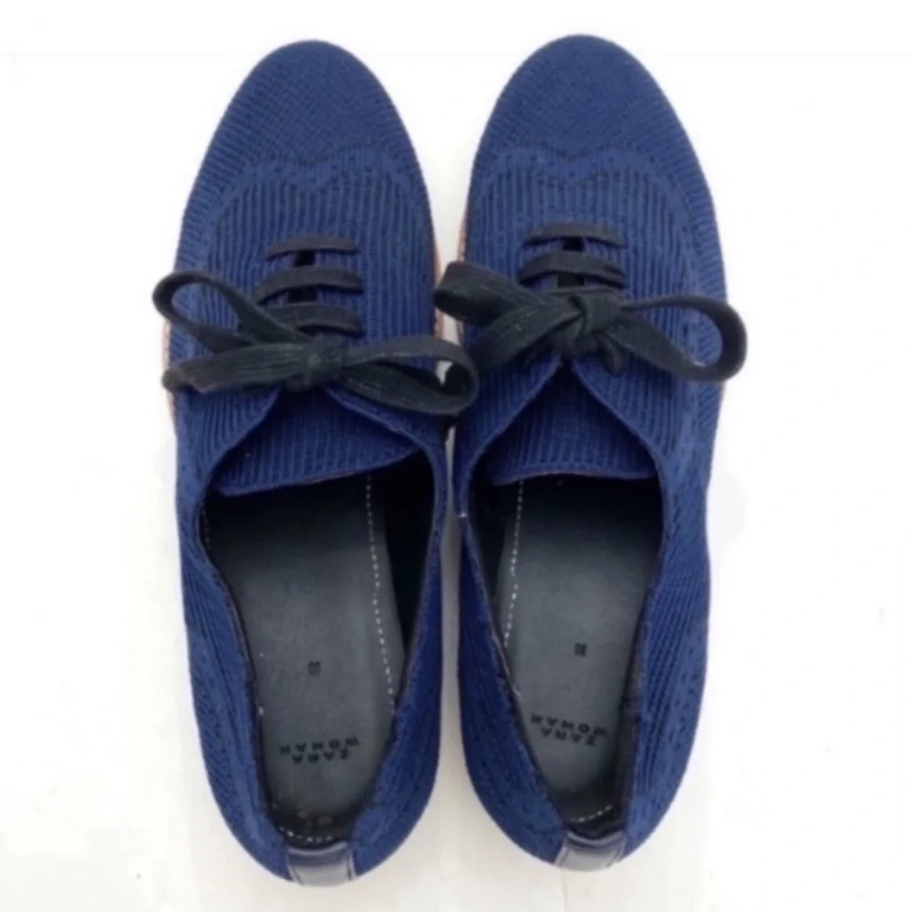 ZARA Knitted Platform Sole Classic Oxford Shoes in Blue Size 7.5